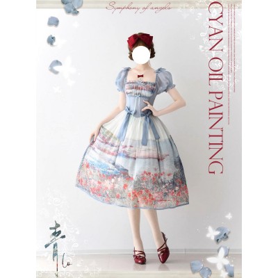 Cyans Qing Oil Painting Island Garden One Piece(Leftovers/Full Payment Without Shipping)